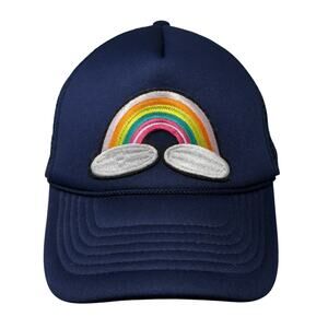 Rainbow Snapback Rope Trucker Hat Blue One Size Mesh Back Dalix Outdoor